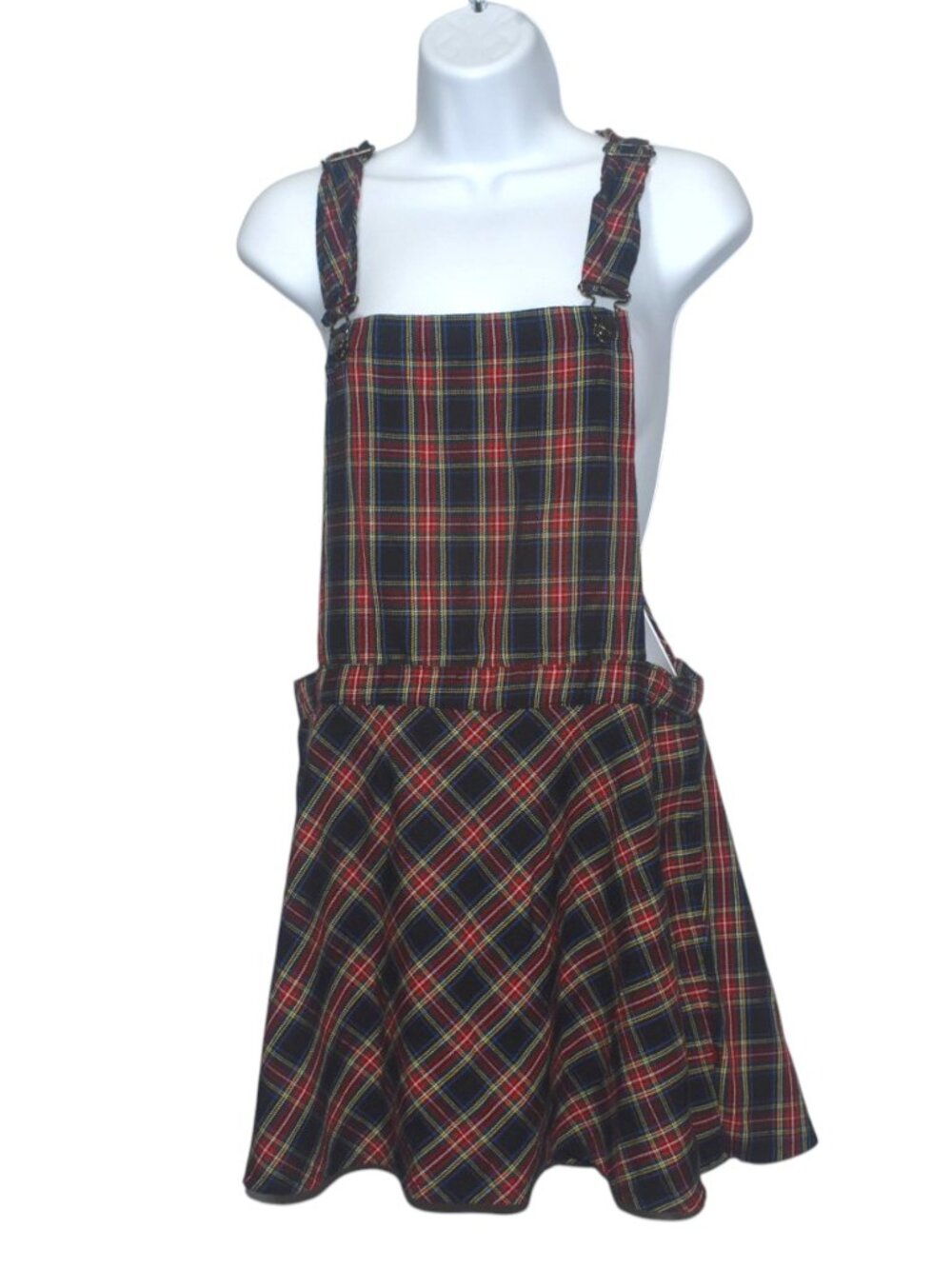 Royal Bones by Daang Plaid Pinafore Suspender Skirt L Punk Goth Grunge